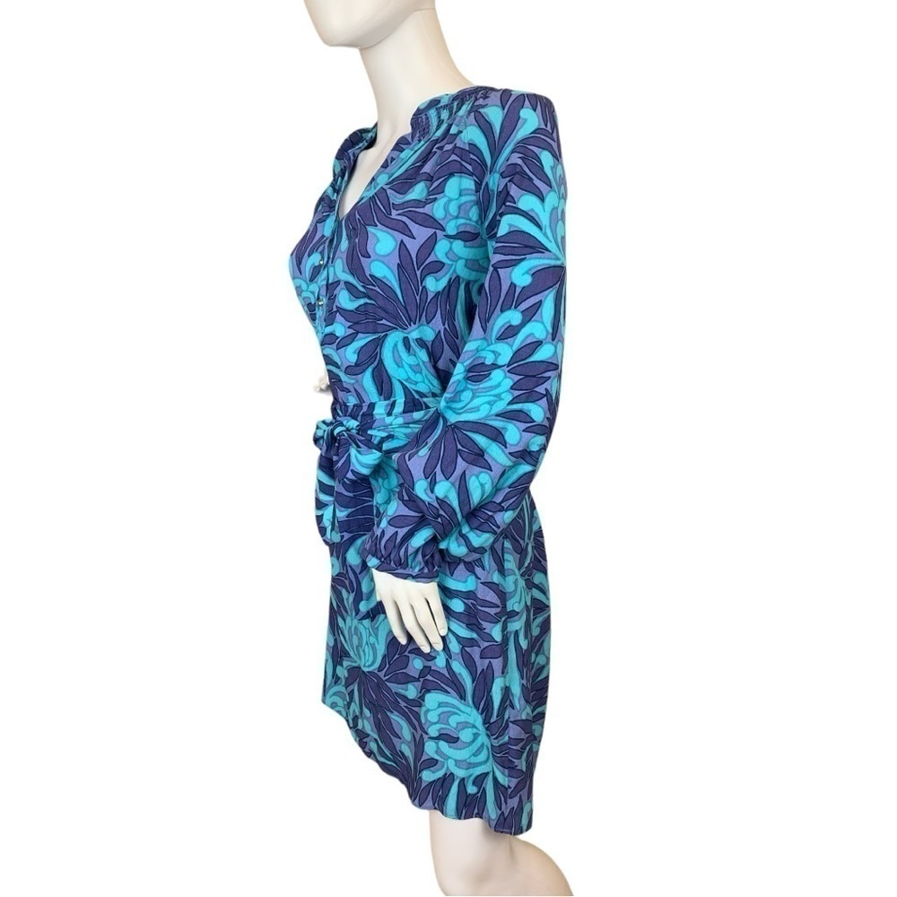 Banana Republic Blue and Purple Floral Shirtdress with Belt Size 12 - Picture 5 of 10